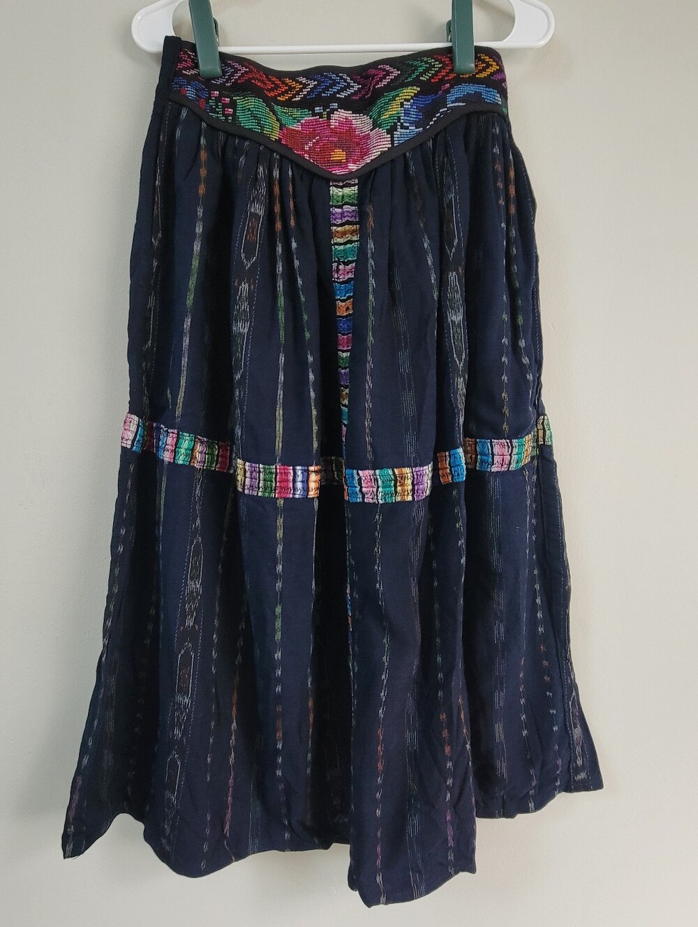 Unbranded Embroidered Cotton Midi Skirt Women Size M Western Boho Art To Wear